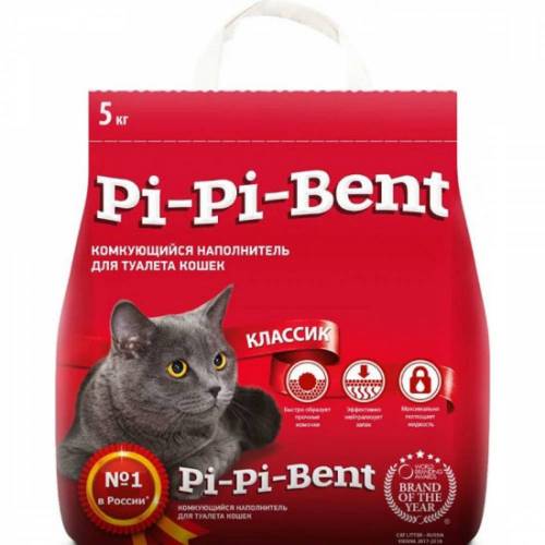 Pi-Pi-Bent классик наполнитель для кошачьих туалетов, комкующийся, 5кг