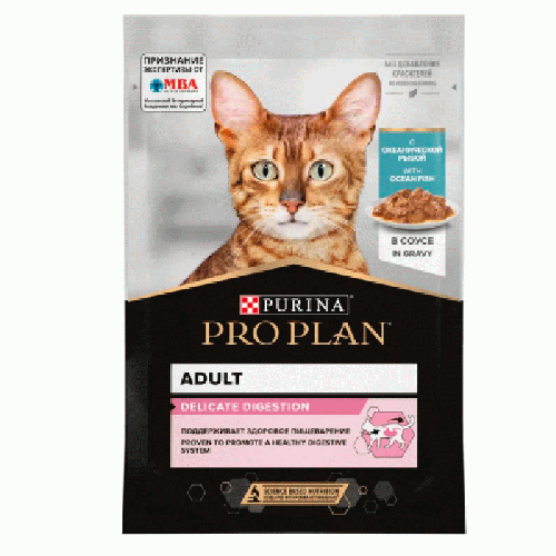 Влажный корм ProPlan Delicate Digestion для взрослых кошек с океанической рыбой в соусе 85г