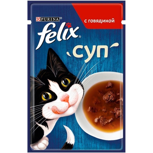 Влажный корм для кошек Felix Soup суп с говядиной (пауч) (48гр)