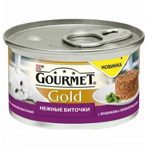 Консервы для кошек Gourmet Gold, Нежные биточки ягненок и фасоль