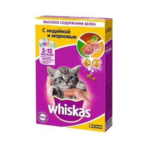 Корм для котят Whiskas подушечки паштет молоко, индейка и морковь