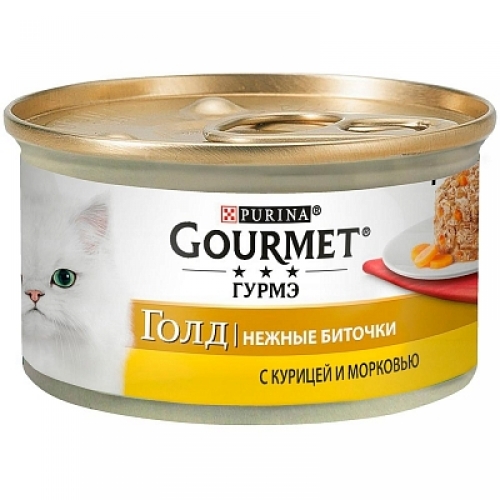 Влажный корм для кошек Gourmet Gold Нежные биточки с курицей и морковью