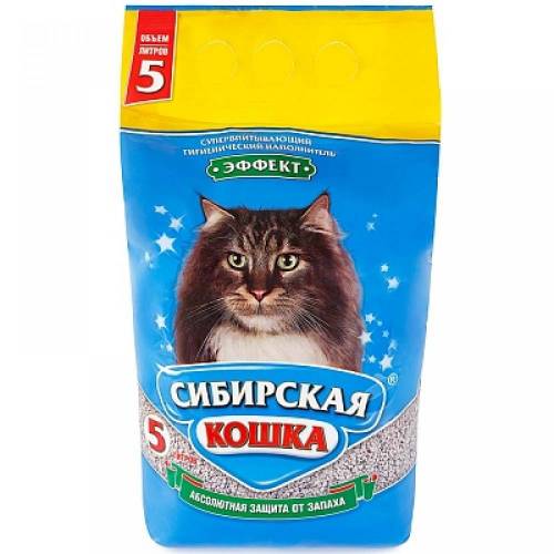 Наполнитель для кошачьего туалета Сибирская Кошка Эффект, впитывающий