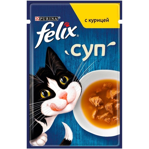 Влажный корм для кошек Felix Soup суп с курицей (пауч) (48гр)