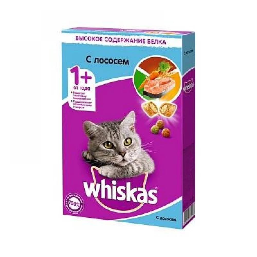 Сухой корм для кошек Whiskas сухие подушечки нежный паштет, лосось купить в  Бишкеке цена доставка - Global Shop г. Бишкек Зоотовары