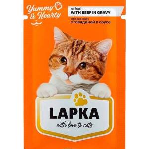 Лапка влажный корм для кошек говядина в соусе 85г