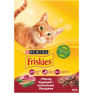 Friskies сухой корм для взрослых кошек всех пород, мясо и овощи