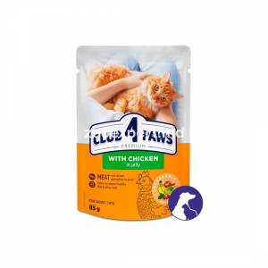 Club 4 Paws влажный корм для кошек с курицей в желе 80г