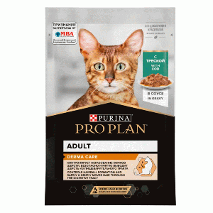 Влажный корм Proplan Derma care для взрослых кошек с треской в соусе 85г