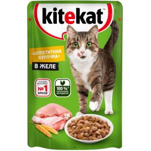 Влажный корм для кошек Kitekat «Аппетитная курочка» со вкусом курицы в желе 85 г