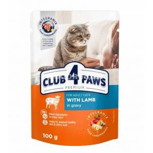 Club 4 Paws влажный корм для кошек с ягненком в соусе 80г