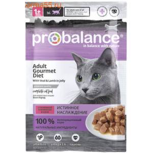 Влажный корм Probalance Gourmet Diet с телятиной и ягнёнком 85г