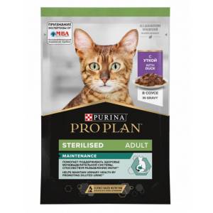 Влажный корм Pro Plan Sterilised для взрослых стерилизованных кошек, с уткой в соусе 85г