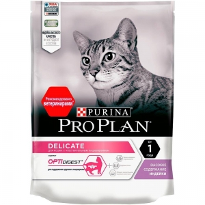 Корм для кошек Purina Pro Plan Delicate с комплексом Optidigest с чувствительным пищеварением и привередливых к еде, с индейкой