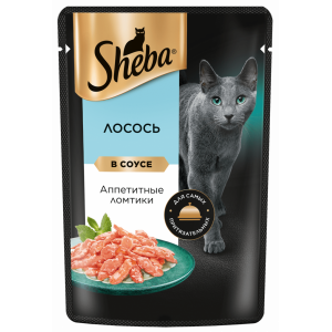 Sheba лосось аппетитные ломтики в соусе влажный корм 75г