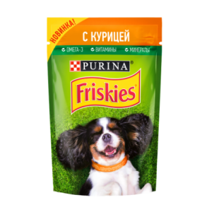 Friskies корм консервированный для взрослых собак, с курицей в подливе