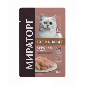 Мираторг влажный корм для кошек курочка в соусе 80г